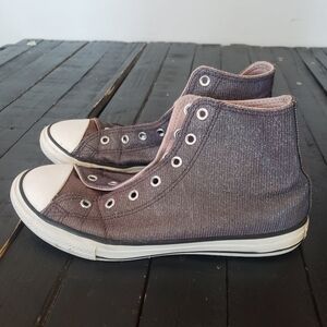 Converse Big Girls 6 Purple Sparkly High Top Shoes Sneakers